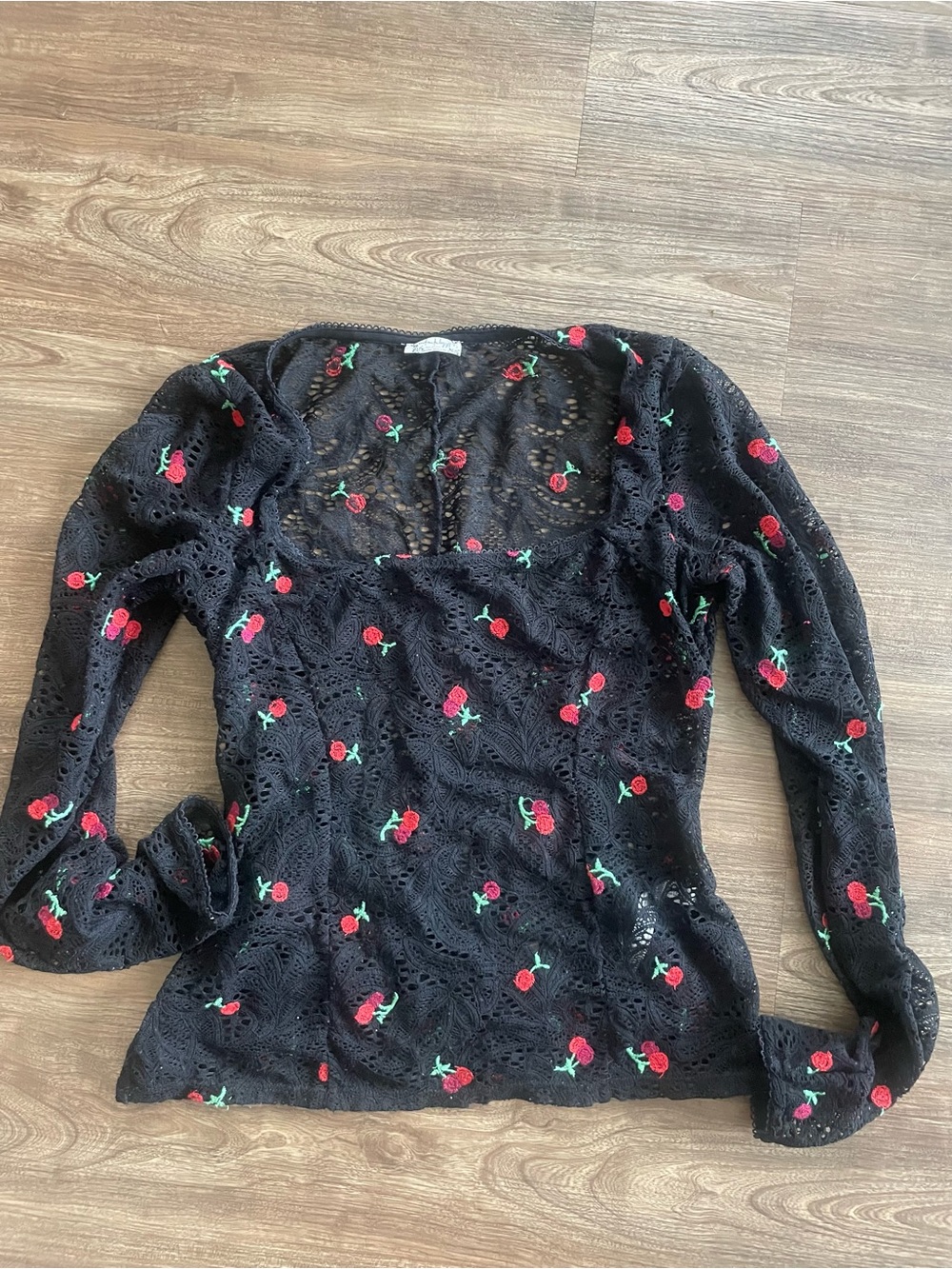 Intimately Free People Black Lace Embroidered Cherry Corset Top S